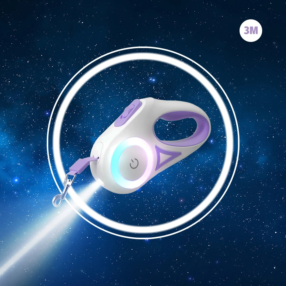 Pet Retractable Leash with LED Light & Collar