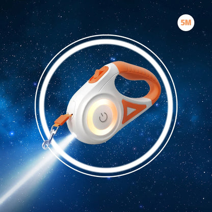 Pet Retractable Leash with LED Light & Collar