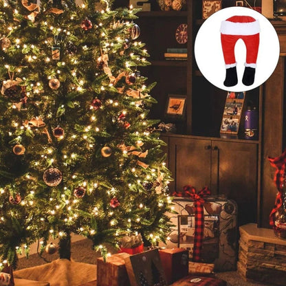 Christmas Santa Claus Leg Decorations — stuffed tree topper or fireplace hanging ornament, perfect for adding fun holiday charm to your party décor.