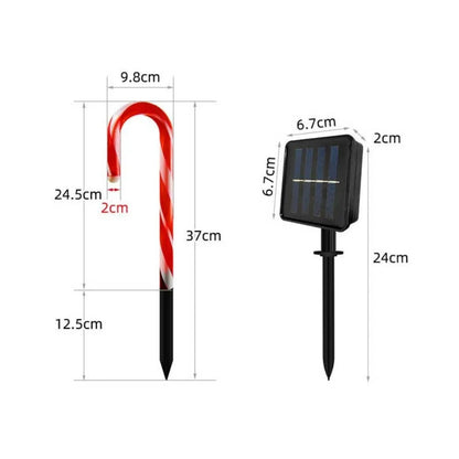 5pcs LED candy cane Christmas lights — battery-powered decorations for garden paths or indoor holiday rooms.