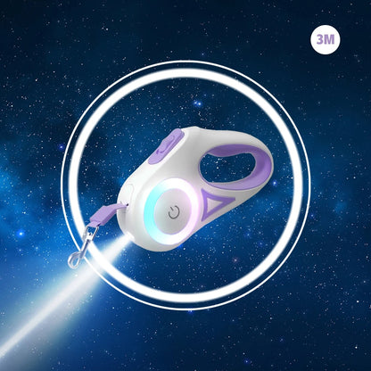 Pet Retractable Leash with LED Light & Collar