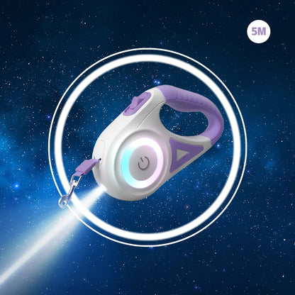 Pet Retractable Leash with LED Light & Collar